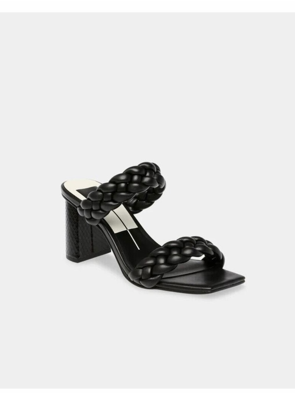 Dolce Vita Black Braided Double-Strap Block Heel Sandal